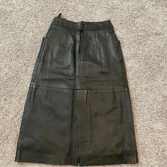 Vintage Enrique Hidalgo Pedrola Leather Maxi Skirt Black   Small - Picture 13 of 15